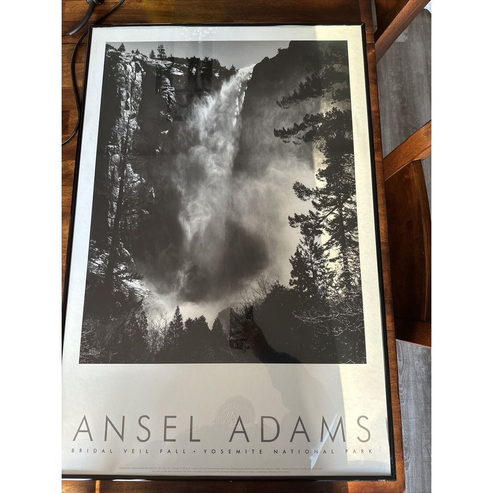 Bridal Veil Fall, Yosemite National Park by Ansel Adams Framed 36"x24" auth Edt